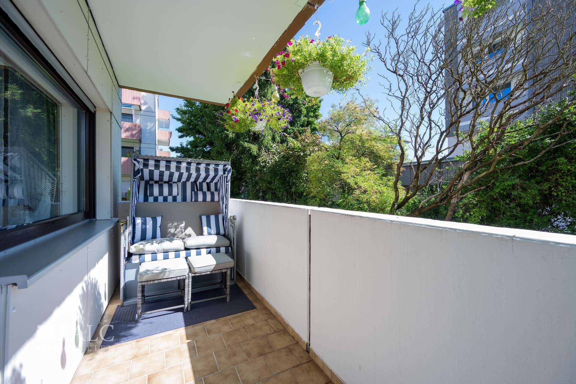 Balkon Blick Strandkorb